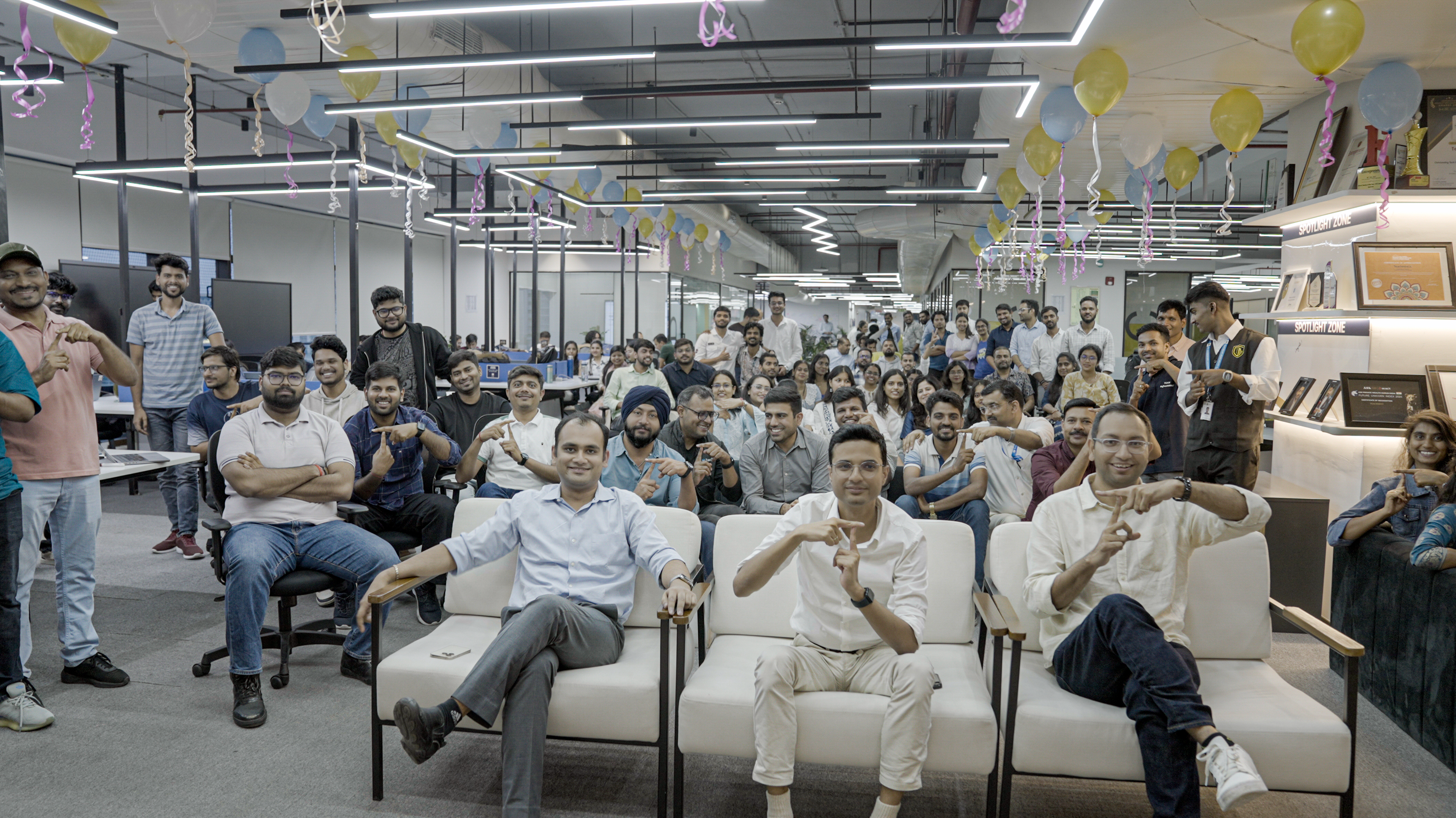 Teachmates gathered for a team celebration